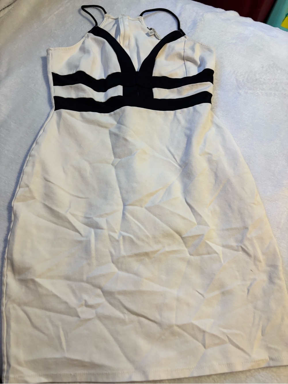 Charlotte Russe White Dress with Black Strap Accents